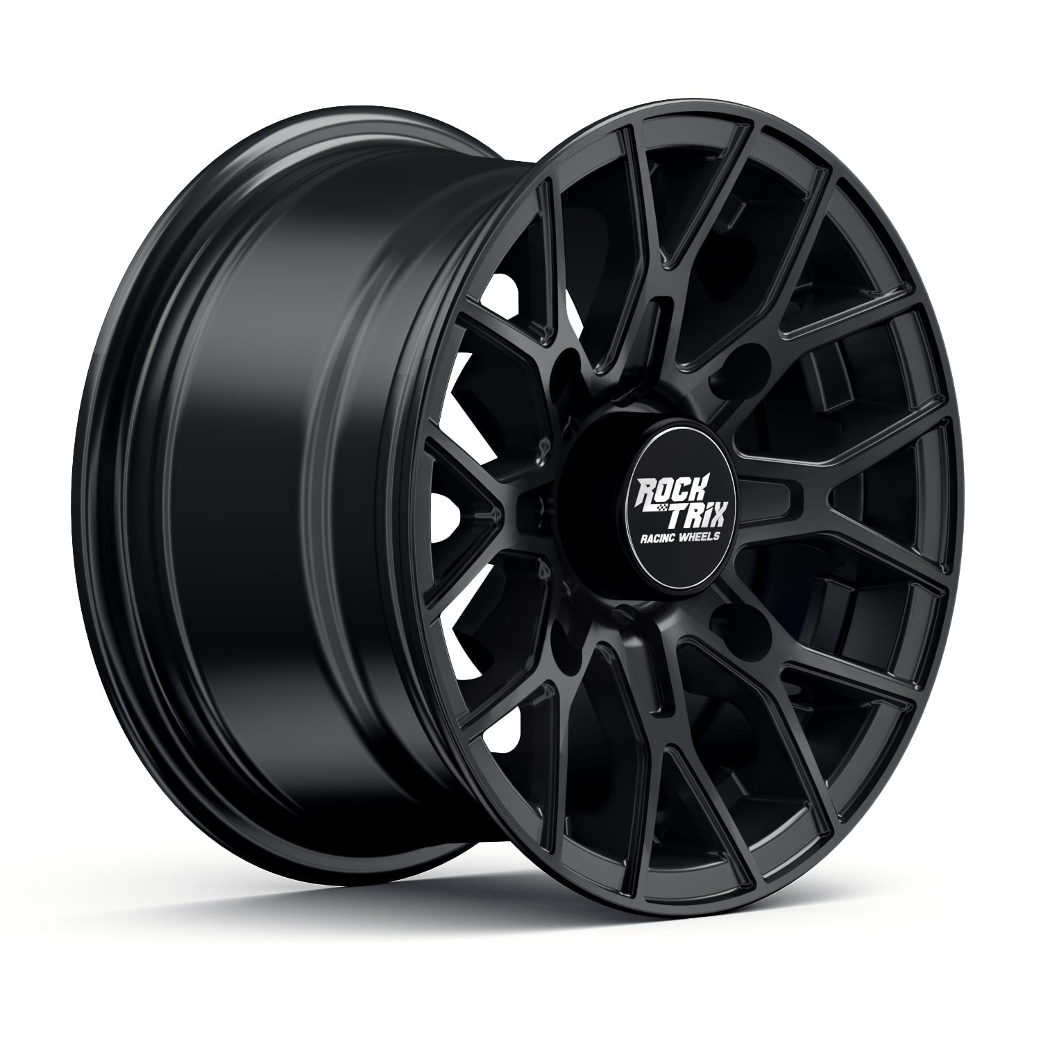 RockTrix RT104 4pc 14in ATV Wheels 4x110 Rims, 14x7, 5+2 Offset, For ATV UTV with IRS (Independent Rear Suspension), Compatible with Honda Kawasaki Yamaha Suzuki 4/110 (Set of 4)