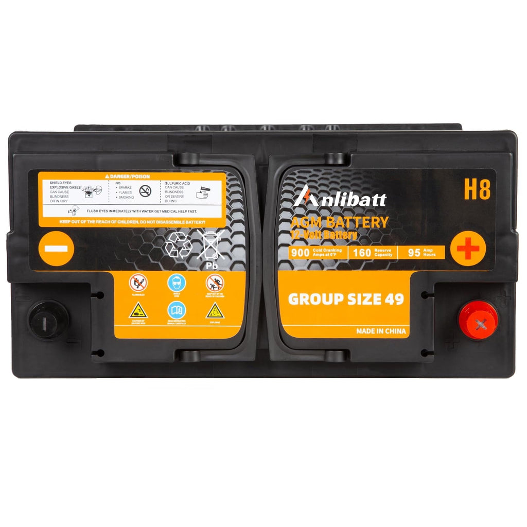 Anlibatt BCI Group 49 Battery, AGM 12 Volt Rechargeable Automotive Batteries for Car, H8 900CCA 95Ah 160RC Maintenance Free