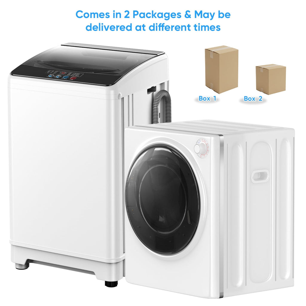 TABU Washer and Dryer Set, 19LBS Fully Automatic Washing Machine & 10LBS Clothes Dryer (White&White)