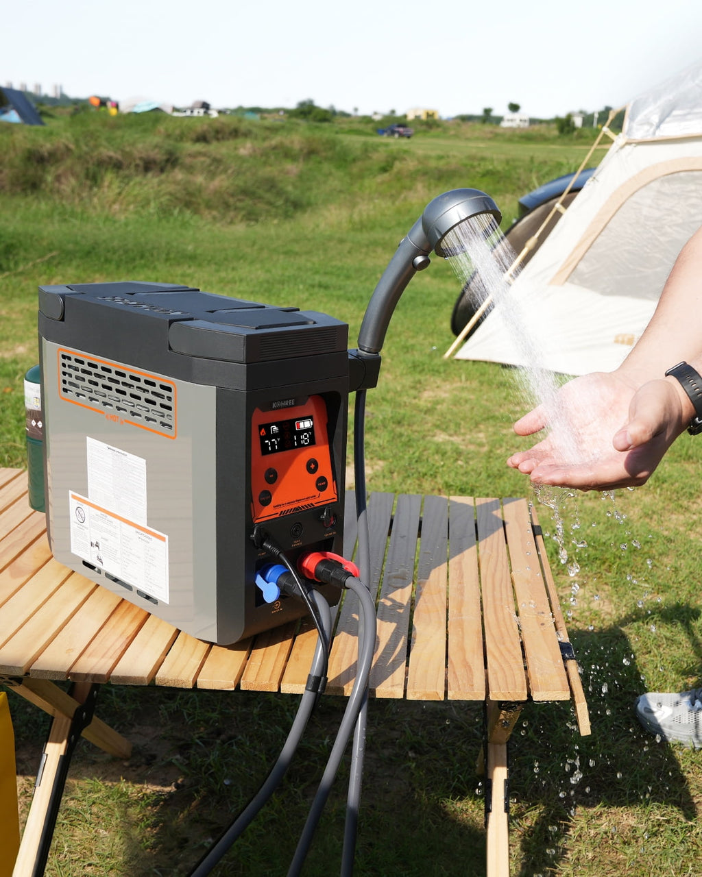 Kohree Helios 20 Pro, Portable Water Heater for RV Camping, Propane On-Demand Water Heater 20,000 BTU 4000mAh 1.6h Rechargeable Battery for Camping Outdoor Use