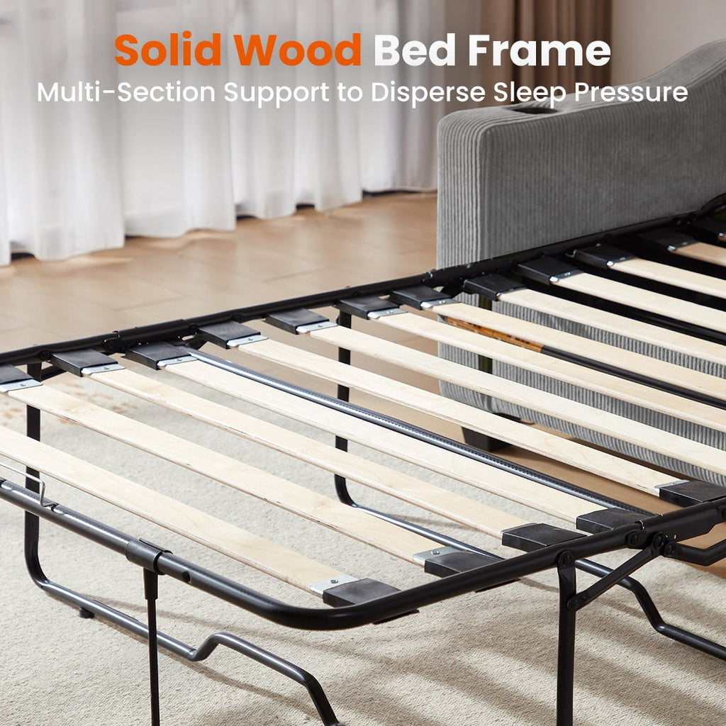 CHIC HOUSE Pull Out Sofa Bed Couch Queen Size with Mattress USB, Convertible Sleeper Sofa Loveseat for Small Spaces RV, Corduroy Pull Out Couch Bed for Living Room with Cup Holders LED Lights, Beige