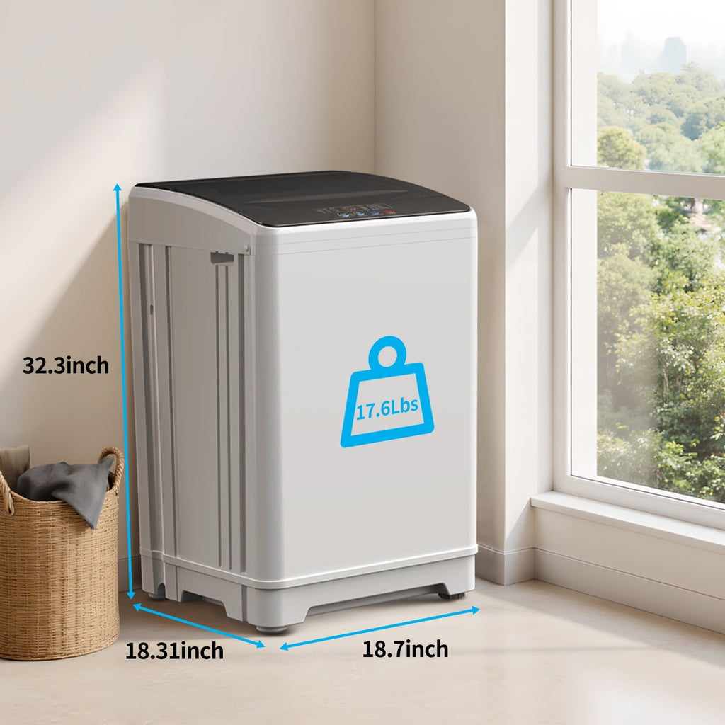TABU Washer and Dryer Set, 19LBS Fully Automatic Washing Machine & 10LBS Clothes Dryer (White&White)