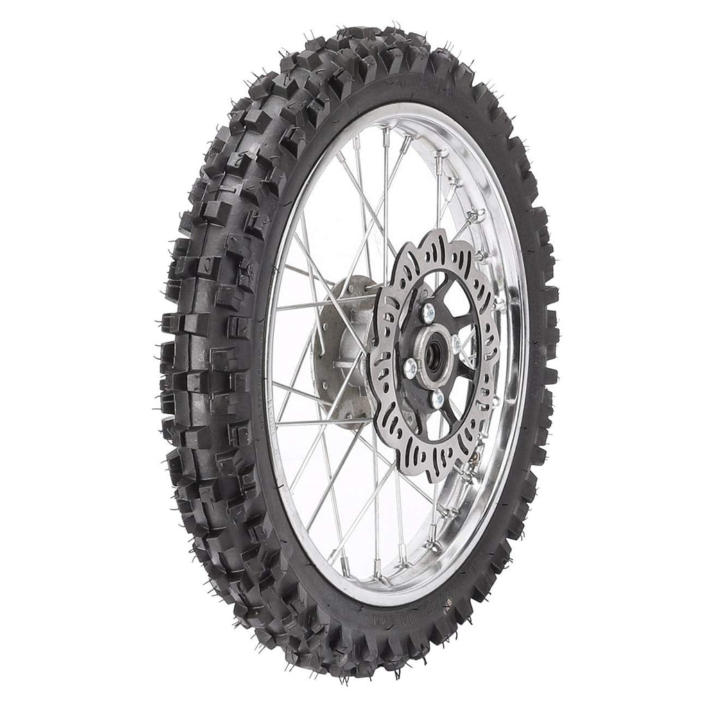 14 12 Complete Wheels Combo Front 60/100-14 + Rear 80/100-12 Wheel Rim 12mm Bearing + 420 Sprocket + Disc Brake Assembly for Dirt Pit Bike SSR Apollo Coolster 110cc 125cc XR70 KX65