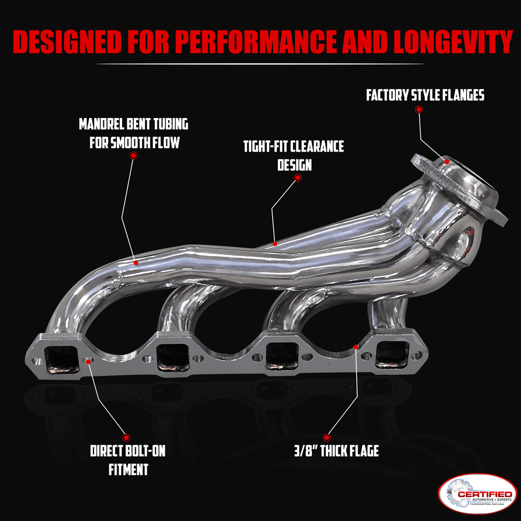 Polished 304 Stainless Steel Shorty Headers for 1979 1993 Ford Mustang 5.0L V8 Fox Body GT LX Upgraded Copper Gaskets Direct Bolt On Exhaust Manifold (Shorty Headers)
