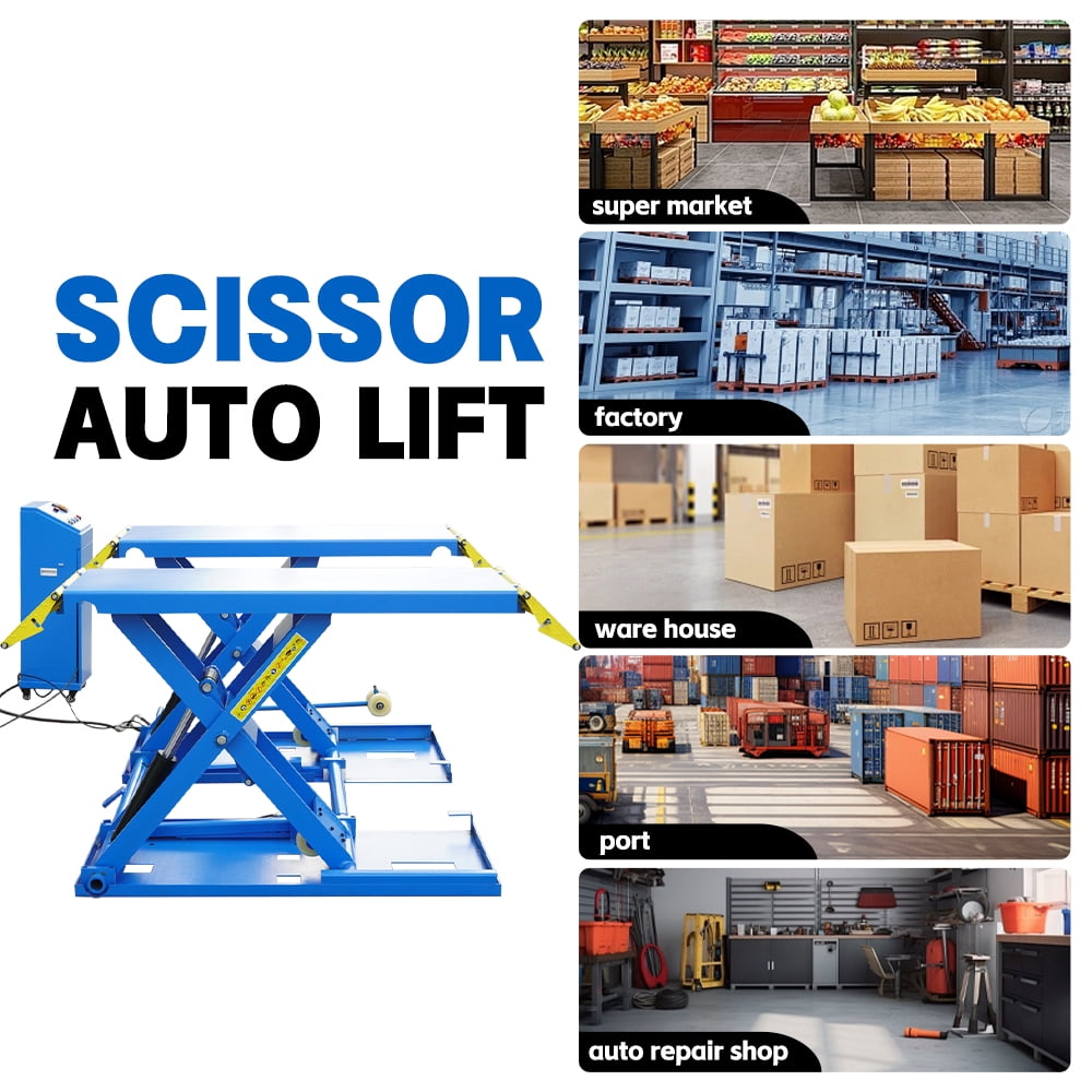 6614 lbs Mid-Rise Scissor Lift for Home Garage - 110V/60Hz Portable Car Lift with Pneumatic Release & 39.4 Lift Height - Heavy Duty Auto Lift for Truck & SUV Repair