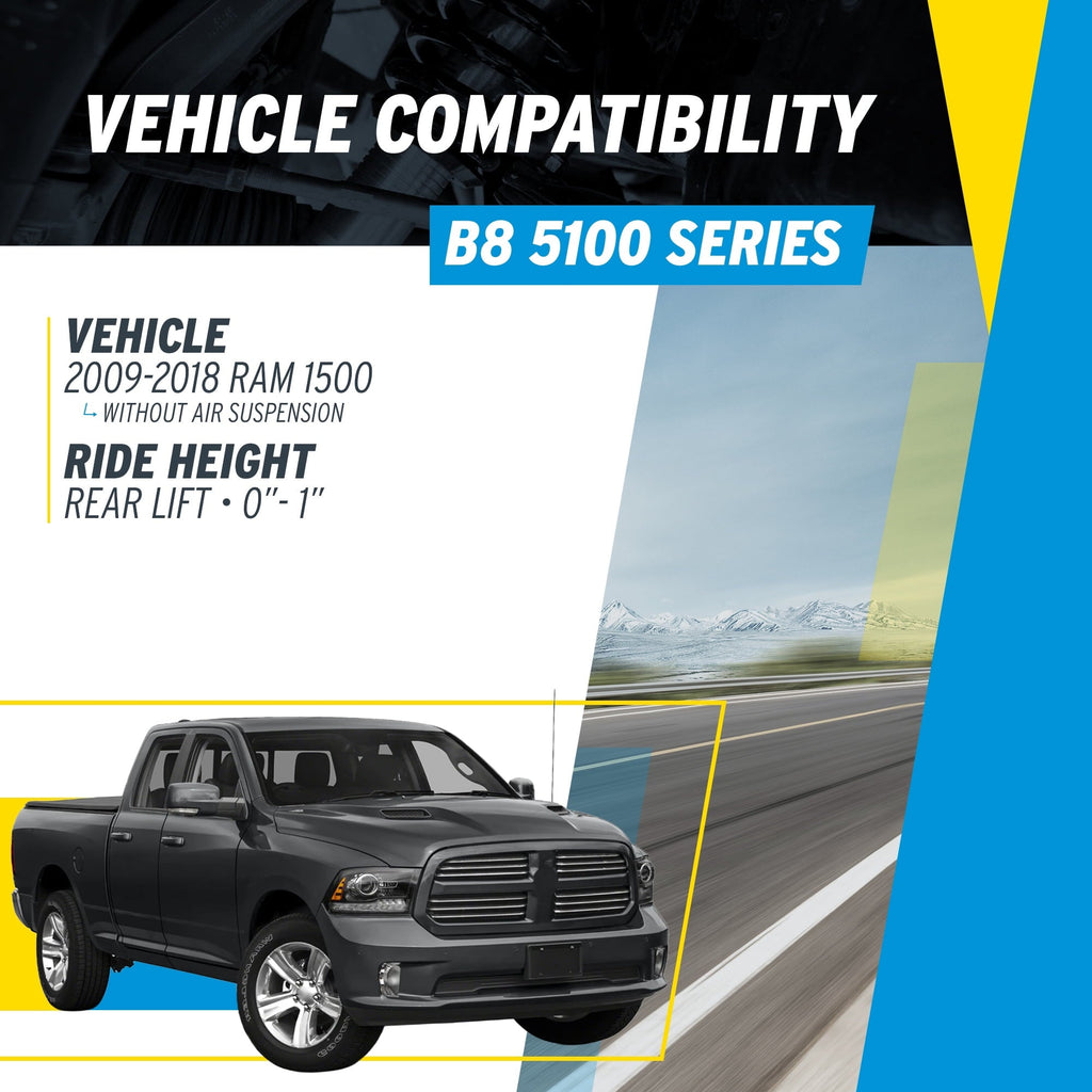 Bilstein Pair of Front B8 5100 Series Shocks Compatible with 2009-2018 RAM 1500 w/o Air Suspension | Provides 0-2.8 Front Lift