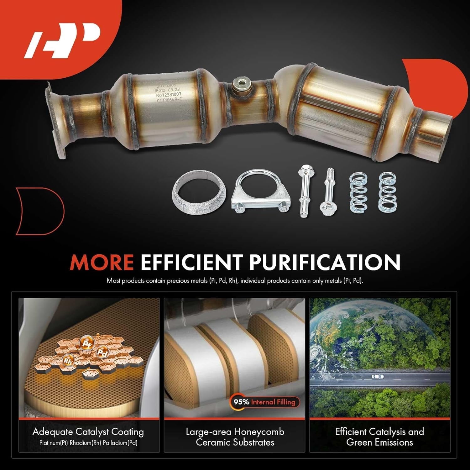 A-Premium Front Catalytic Converter Kit Direct-Fit Compatible with Toyota & Lexus Models - Prius 2010-2015, Prius V 2012-2013, CT200h 2011-2013 - L4 1.8L - E.P.A. Compliant