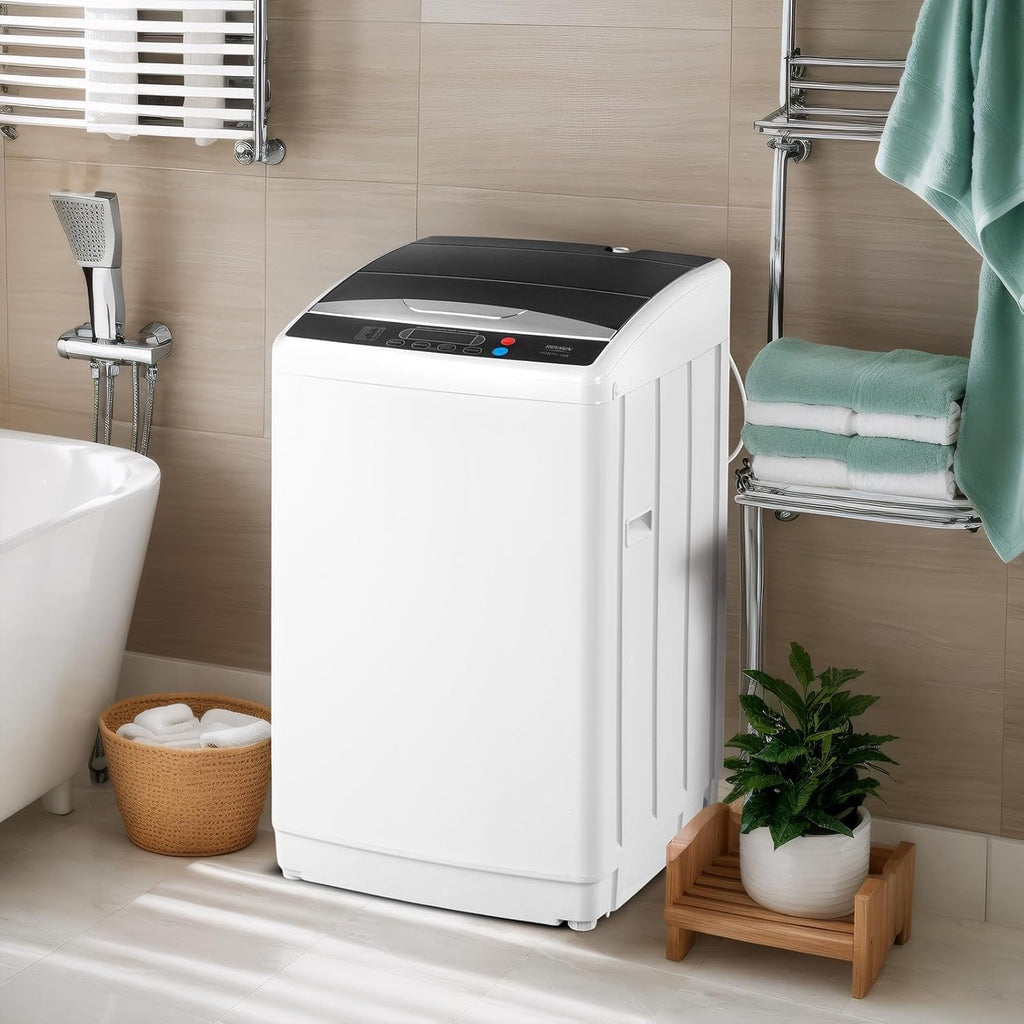 VINGLI 25LBS Full-Automatic Electric Laundry Machine . Portable Washing Machine with Stainless Steel Drum, 110V Compact Washer, Washer and Dryer Combo for Apartment, Dorms, RV, Grey