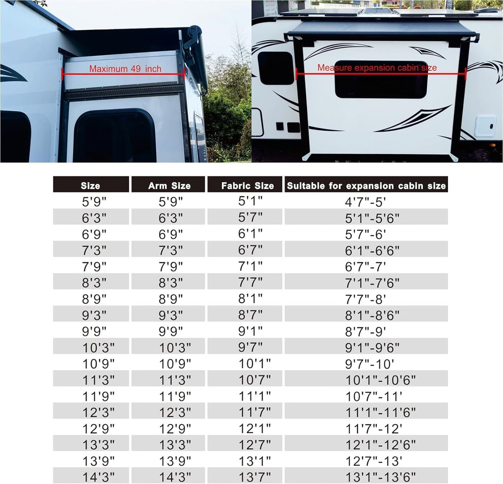Dulepax RV Slide Out Awning Camper Topper Modular Slide Out Awning Kit for RVs,5th Wheels,Travel Trailers and Motorhomes-White,11'3''(10'7''Fabric)