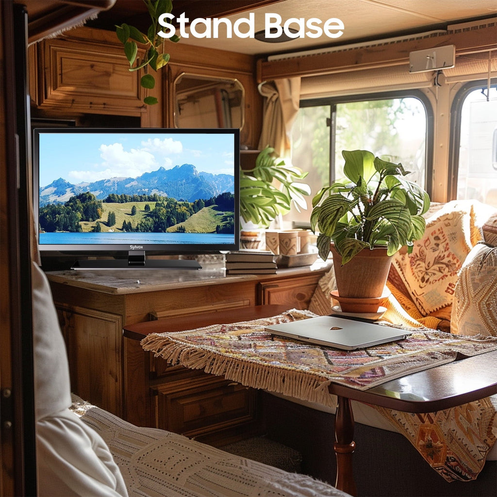 SYLVOX 27 Smart RV TV with Wall Mount, 12 Volt TV with Built-in DVD Player, 1080P Google OS ATSC NTSC WiFi Bluetooth HDMI USB, AC/DC Powered, for RV Camper Van (Trailer Series)