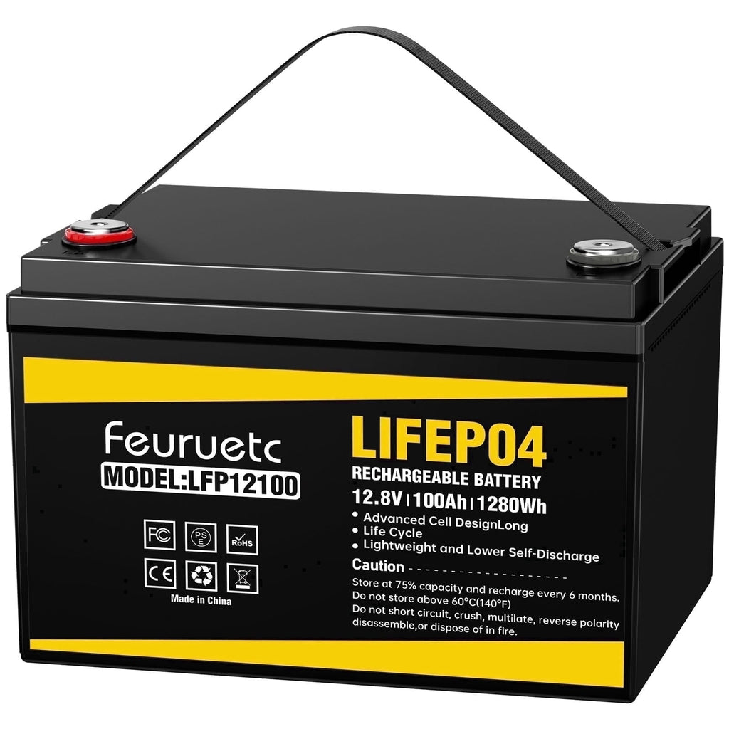 12V 100Ah LiFePO4 Battery, Over 15,000 Deep Cycles, for Marine Vessels, Off-Grid Solar Systems & Emergency Backup Power