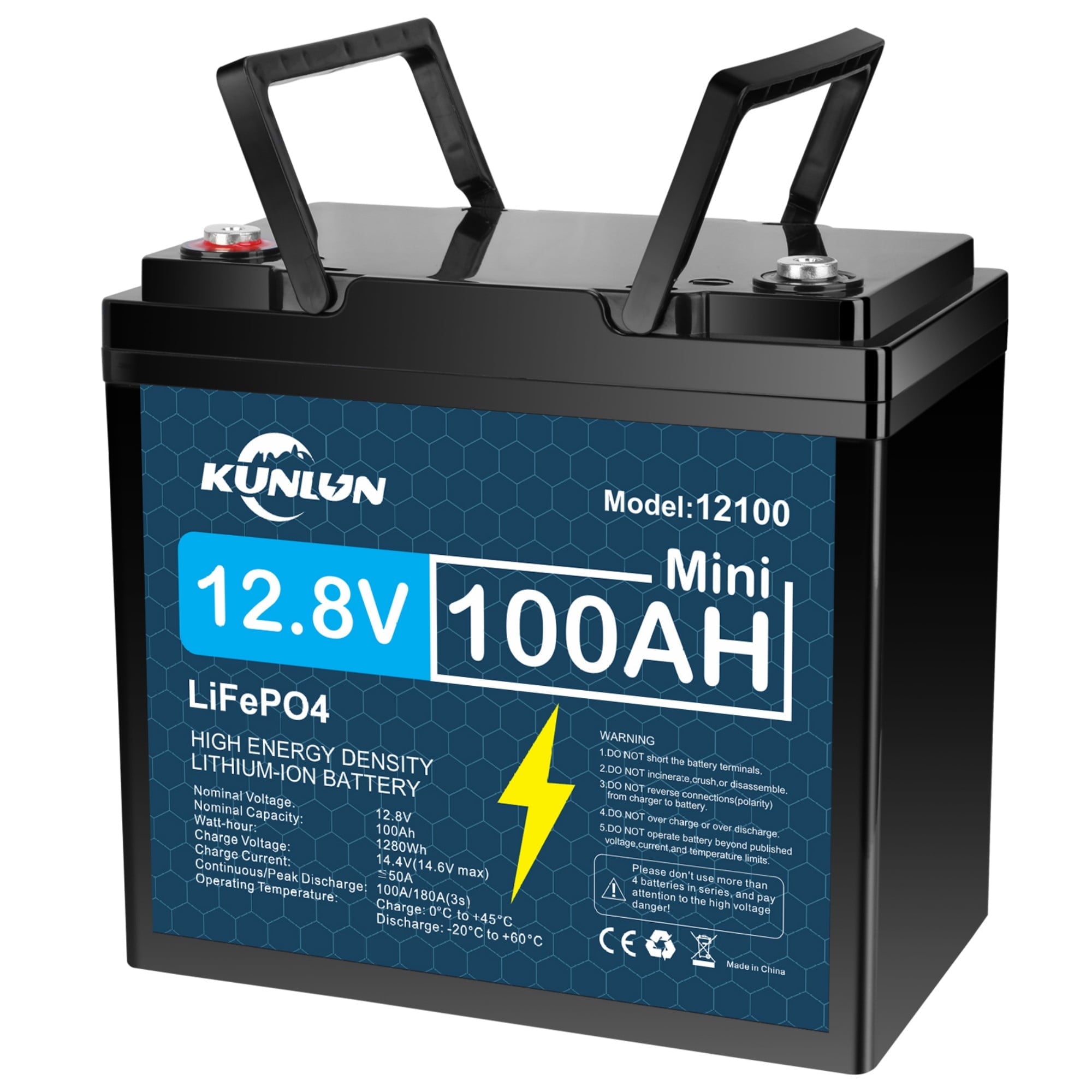 12V 100Ah LiFePO4 Lithium Battery, Deep Cycle, Perfect for RV, Trolling Motor