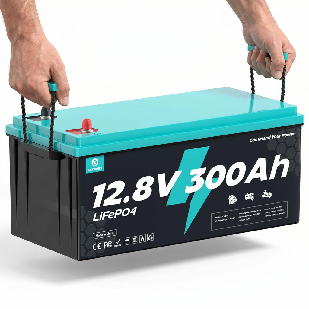 ECOBOSS 12V 300Ah Lithium LiFePO4 Battery, 3840Wh Deep Cycle Power with 200A BMS for RV, Marine & Off-Grid