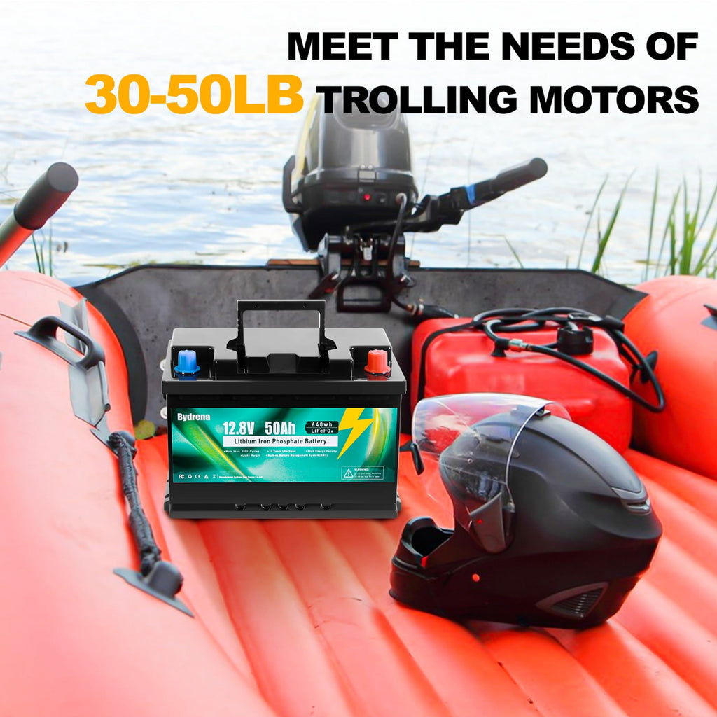 12V 50Ah LiFePO4 Battery 640wh Lithium Iron Phosphate Battery for Boat Marine Trolling Motor Camping