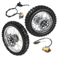 14 12 Complete Wheels Combo Front 60/100-14 + Rear 80/100-12 Wheel Rim 12mm Bearing + 420 Sprocket + Disc Brake Assembly for Dirt Pit Bike SSR Apollo Coolster 110cc 125cc XR70 KX65