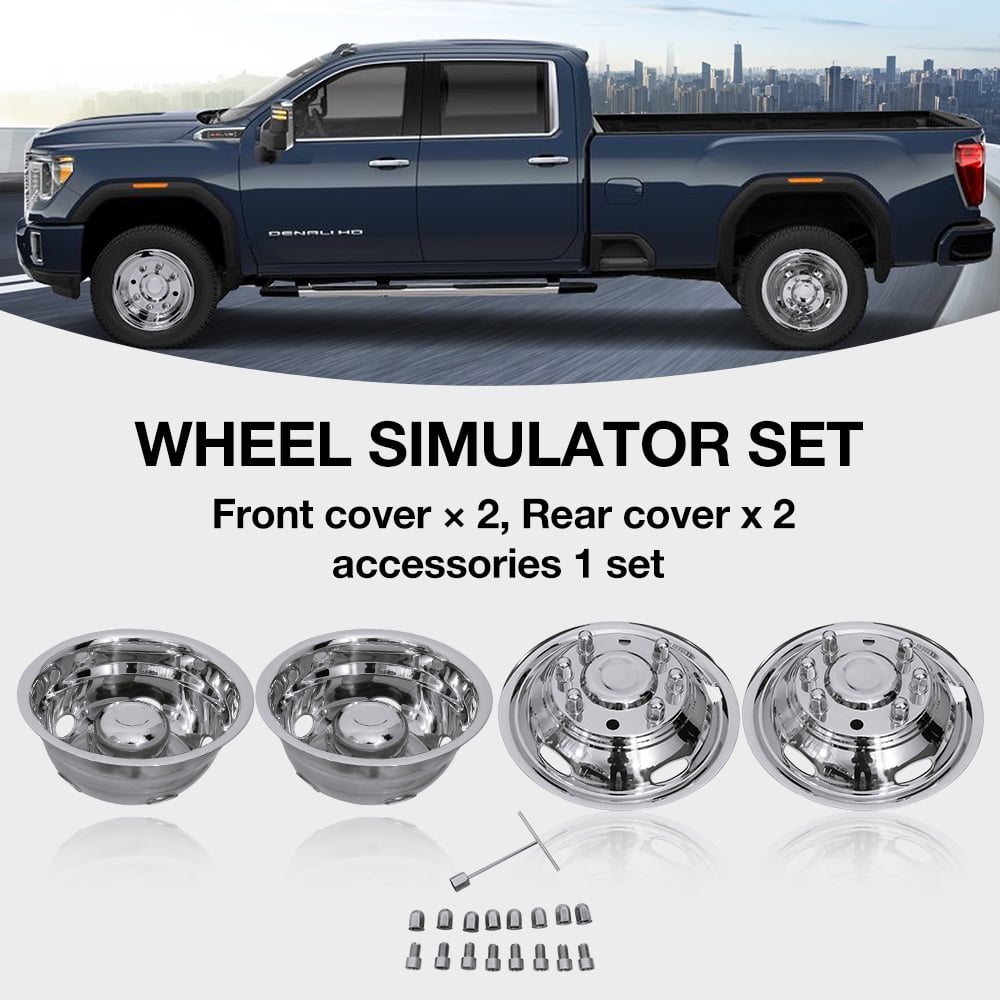 17 Inch 8 Lugs 5 Hand Holes Stainless Steel Wheel Simulators for 2011-2021 Chevy GMC 3500 Dually Wheel Truck