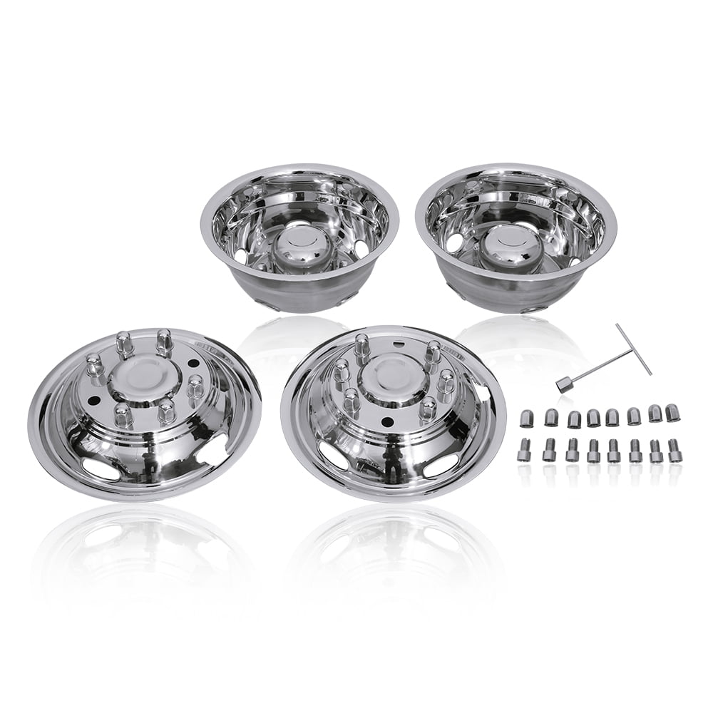 17 Inch 8 Lugs 5 Hand Holes Stainless Steel Wheel Simulators for 2011-2021 Chevy GMC 3500 Dually Wheel Truck