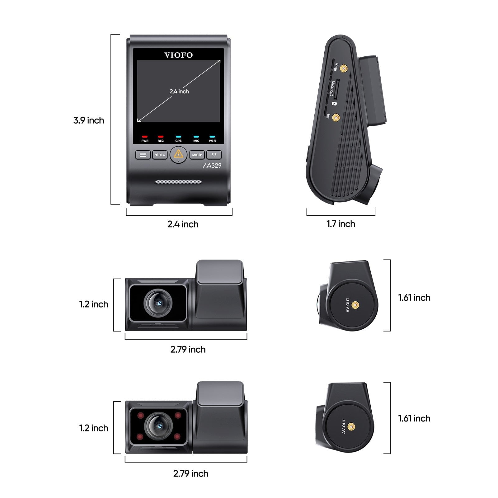 VIOFO A329S 3-Channel 4K Dash Cam – 4K Front, 2K Cabin, 2K Rear