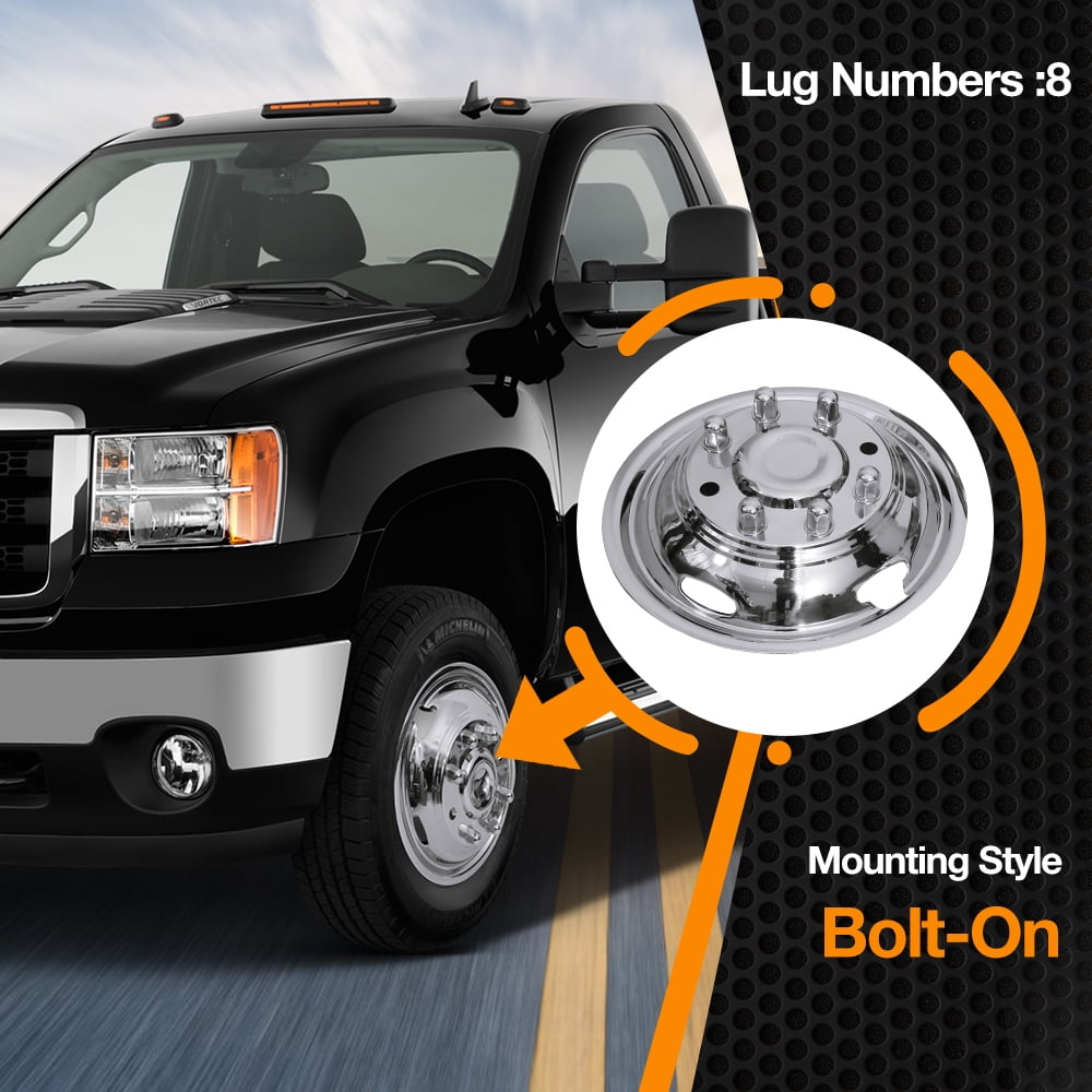 17 Inch 8 Lugs 5 Hand Holes Stainless Steel Wheel Simulators for 2011-2021 Chevy GMC 3500 Dually Wheel Truck