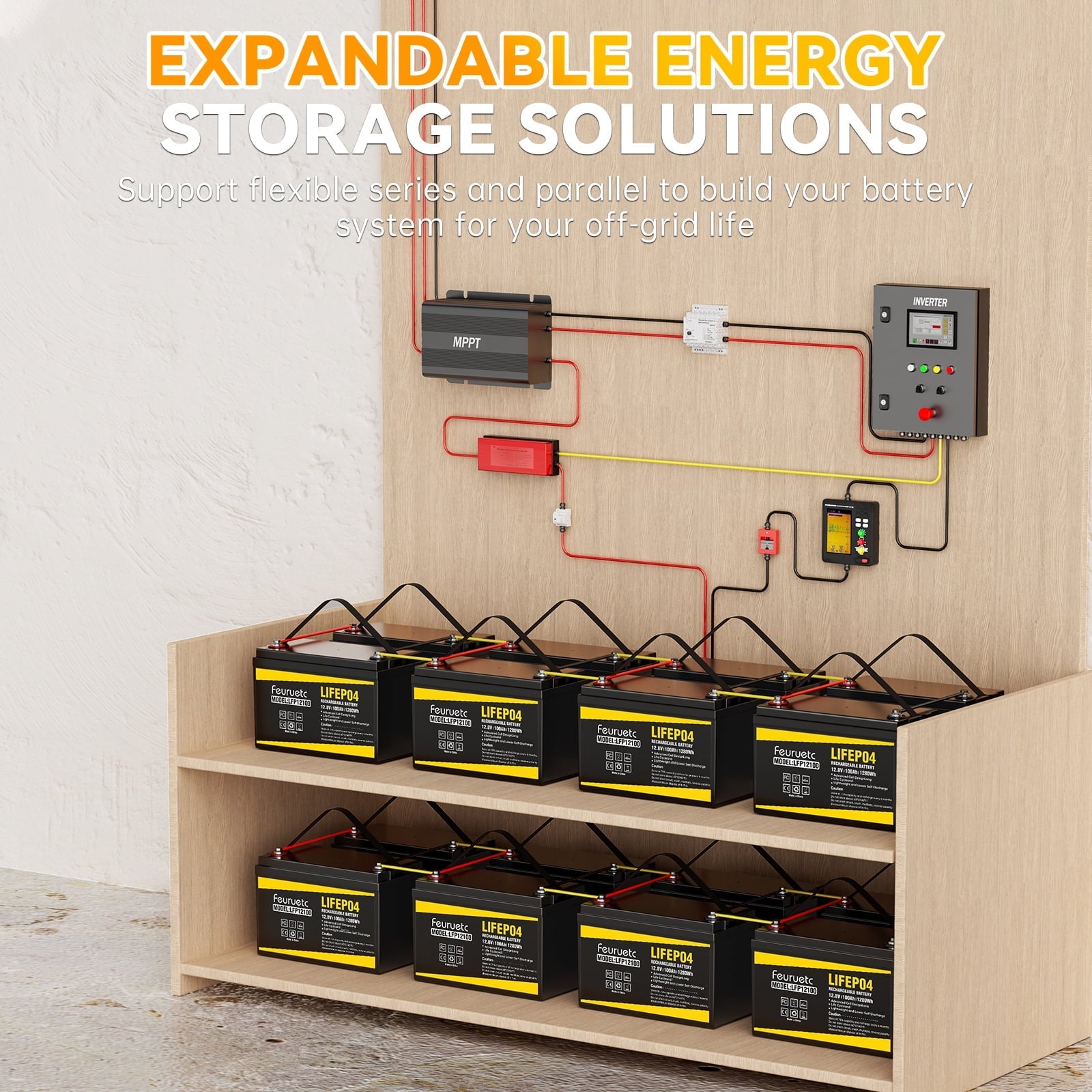 12V 100Ah LiFePO4 Battery, Over 15,000 Deep Cycles, for Marine Vessels, Off-Grid Solar Systems & Emergency Backup Power