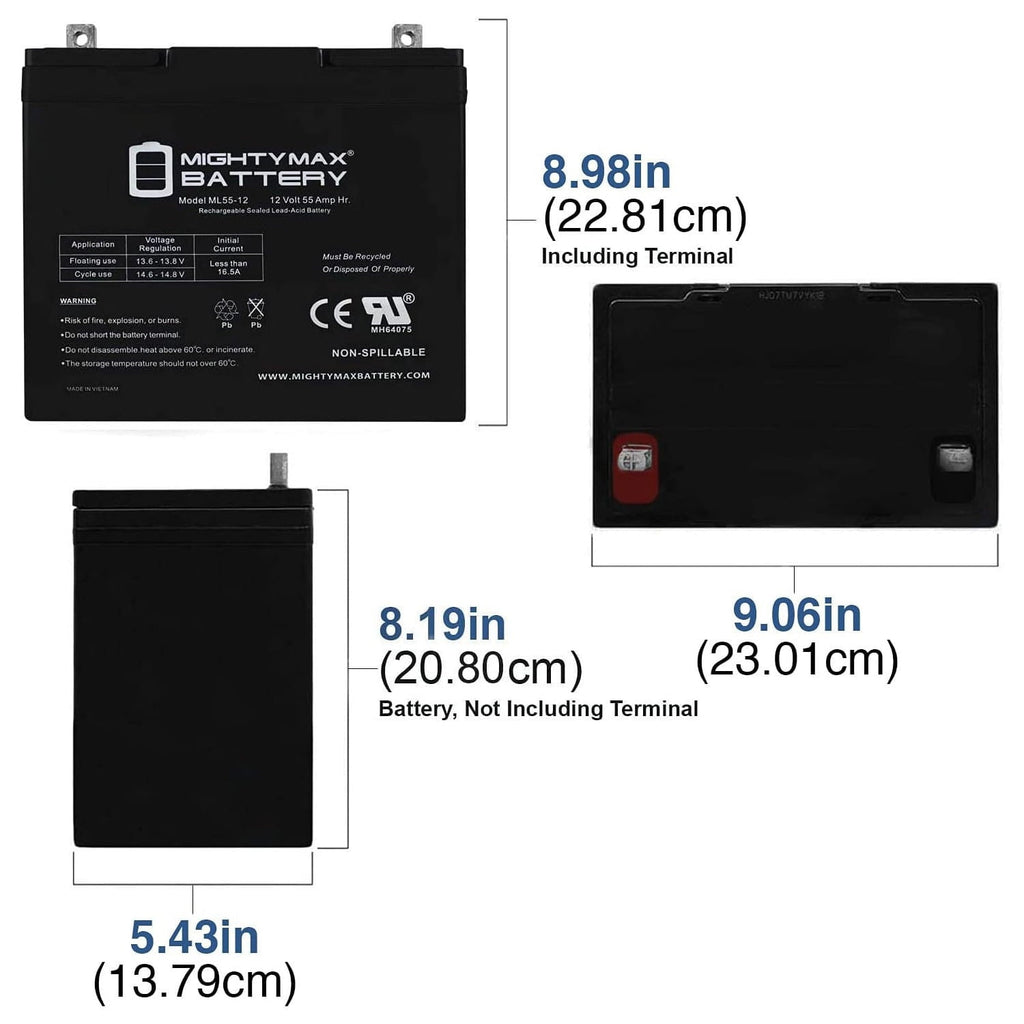 12V 55Ah Battery replacement for Quantum QG edge 2.0 Power Chair