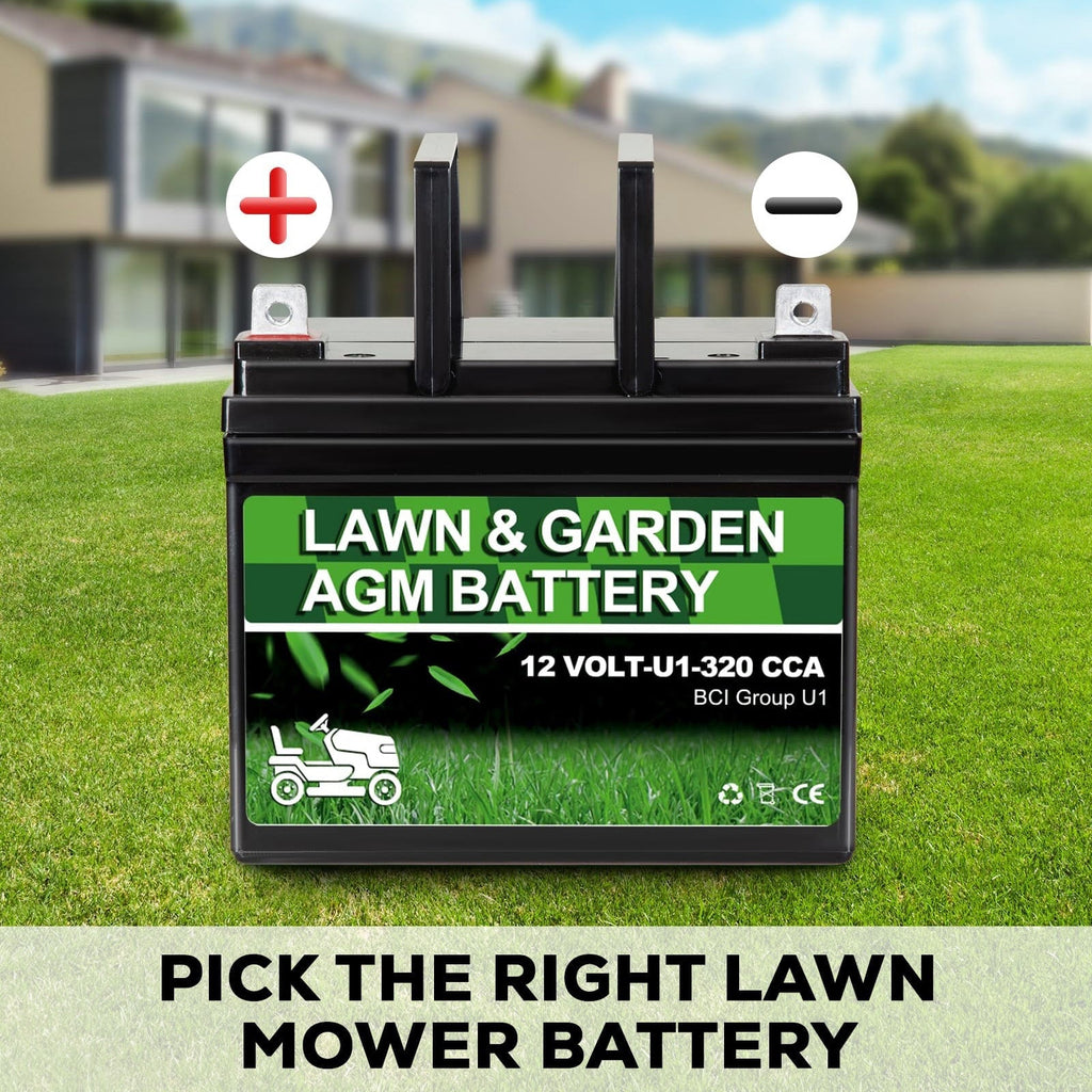 ANLIBATT Lawn Mower Battery AGM Group Size U1 12 Volt 320 CCA BMS Sealed Lead Acid Batteries for John Deere Cub Cadet Garden Tractor Lawnmower