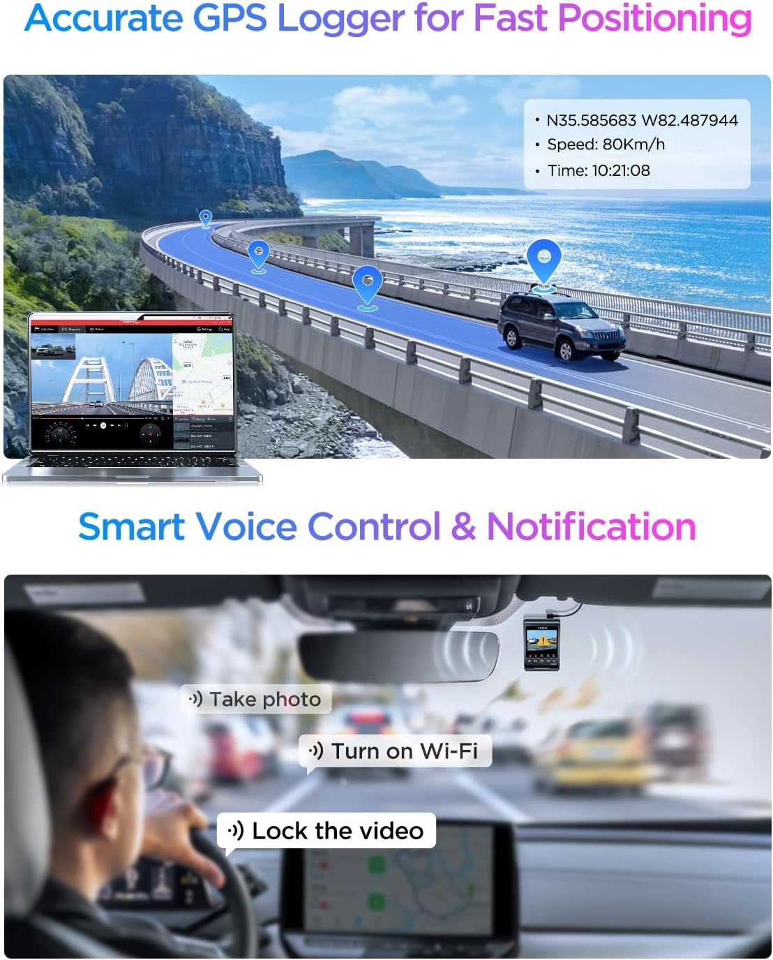 Bundle: VIOFO A329S 4K 3 Channel + HK4 Hardwire Kit with 8pcs Fuse Tap 4K Front + 2K Cabin Fisheye (210°) + 2K Rear, Power Saving Parking Mode,  STARVIS 2 Sensors, up to 4TB SSD Storage