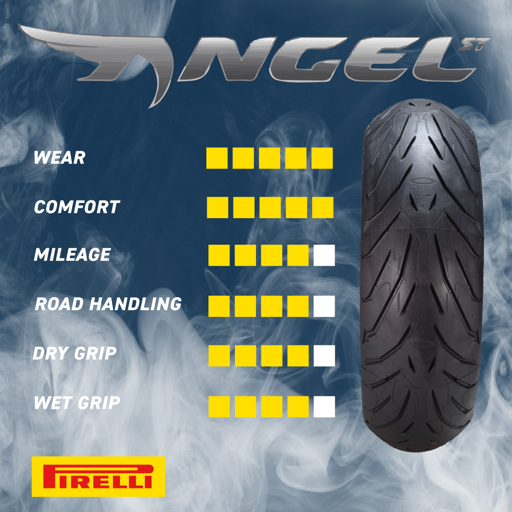 Pirelli Angel ST 120/70ZR17 (58W) Front & 190/55ZR17 (75W) Rear Motorcycle Tires - High-Performance Sport Touring Tire for Enhanced Grip, Durability & Stability - Fits Sport Touring Bikes