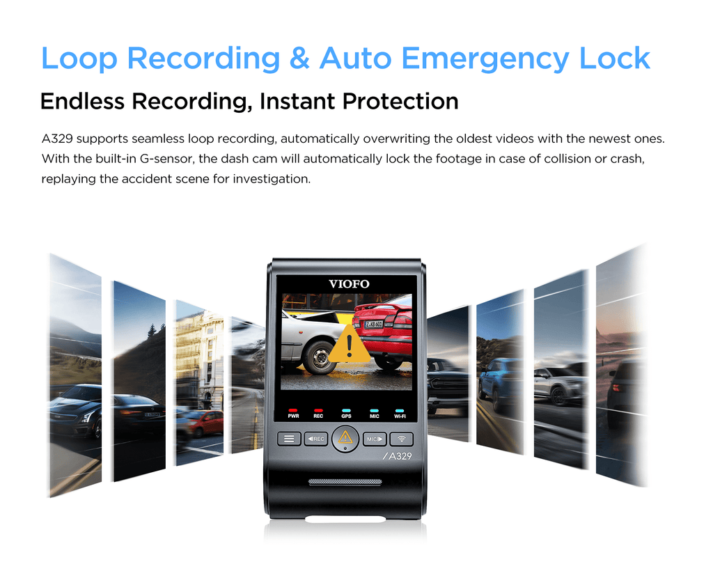 VIOFO A329 2CH First 4K 60FPS Front and 2K Rear Wi-Fi 6 Dash Cam HDR with Sony STARVIS 2 Sensors Support SSD Storage