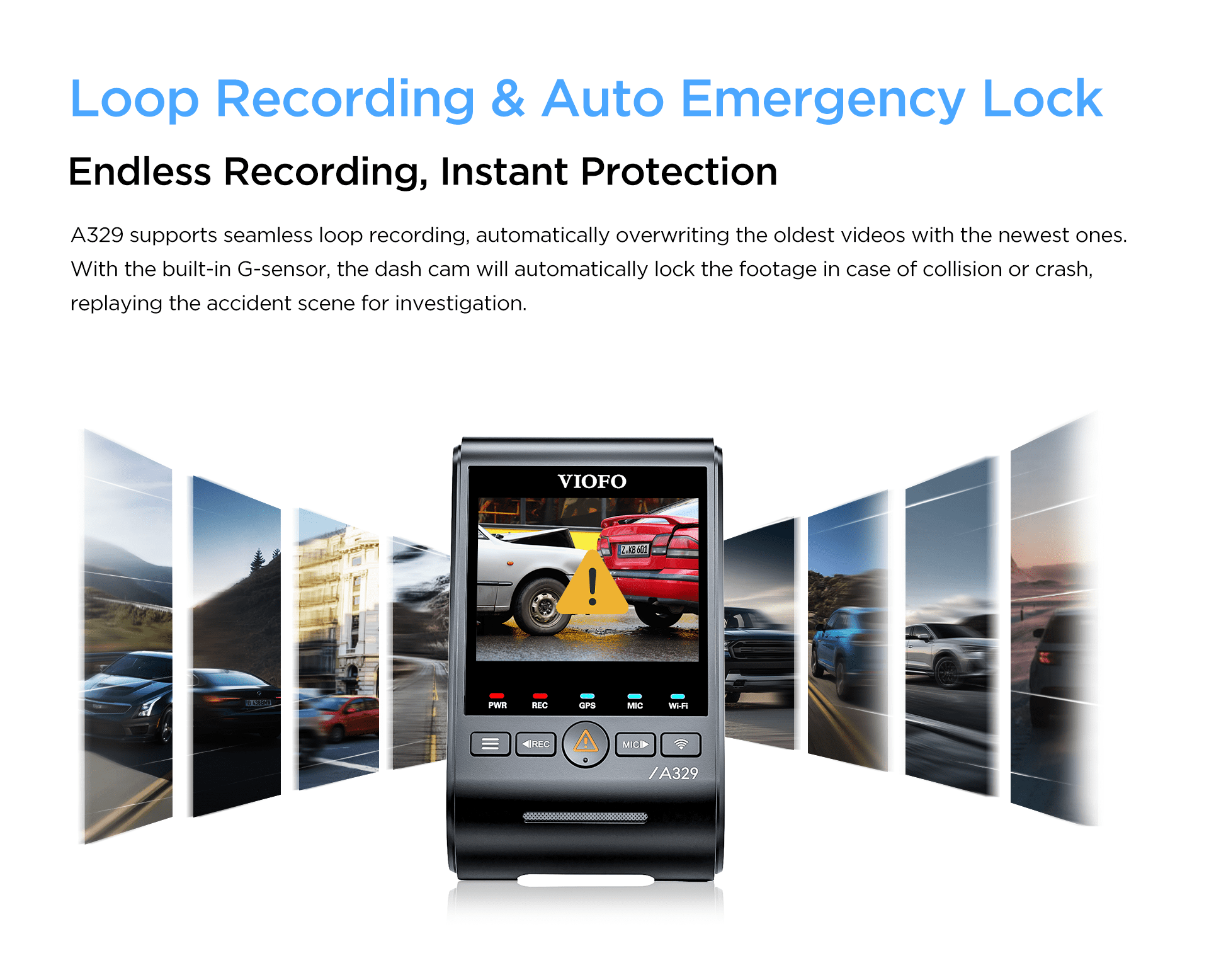 VIOFO A329 2CH First 4K 60FPS Front and 2K Rear Wi-Fi 6 Dash Cam HDR with Sony STARVIS 2 Sensors Support SSD Storage