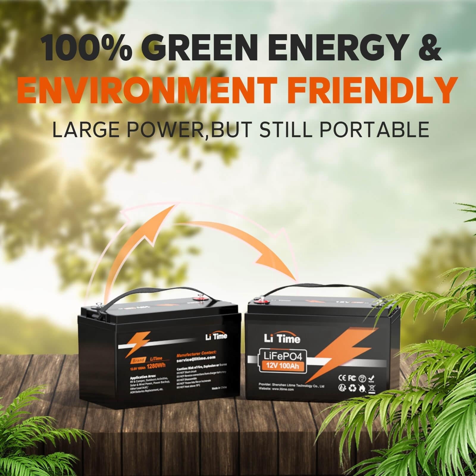 LiTime 12V 100Ah Lithium Battery, Group 31 LiFePO4 Battery, 4000+ Deep Cycles with BMS Protection, Perfect for RV, Travel Trailers, Solar, Off-Grid and Home Backup
