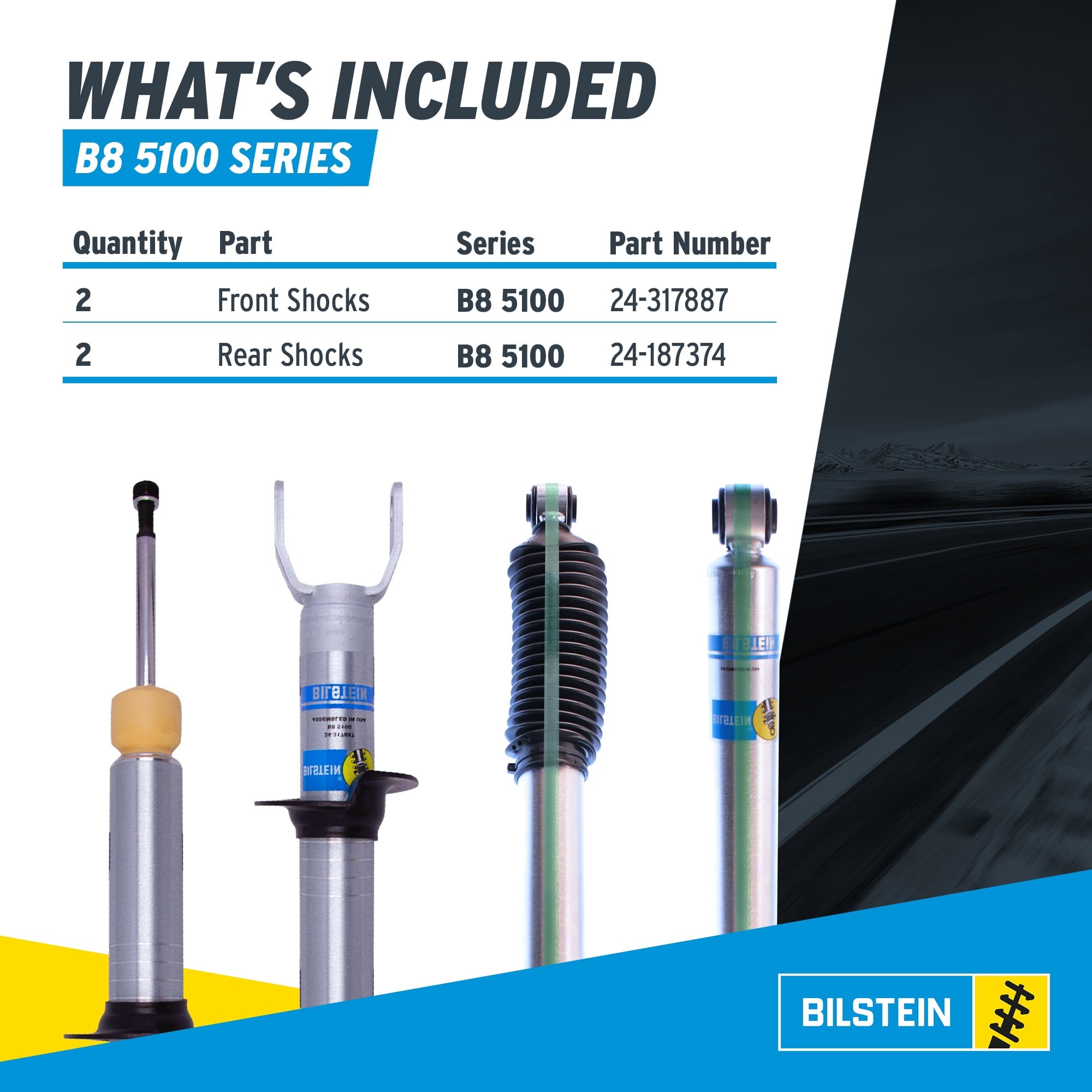 Bilstein Pair of Front B8 5100 Series Shocks Compatible with 2009-2018 RAM 1500 w/o Air Suspension | Provides 0-2.8 Front Lift