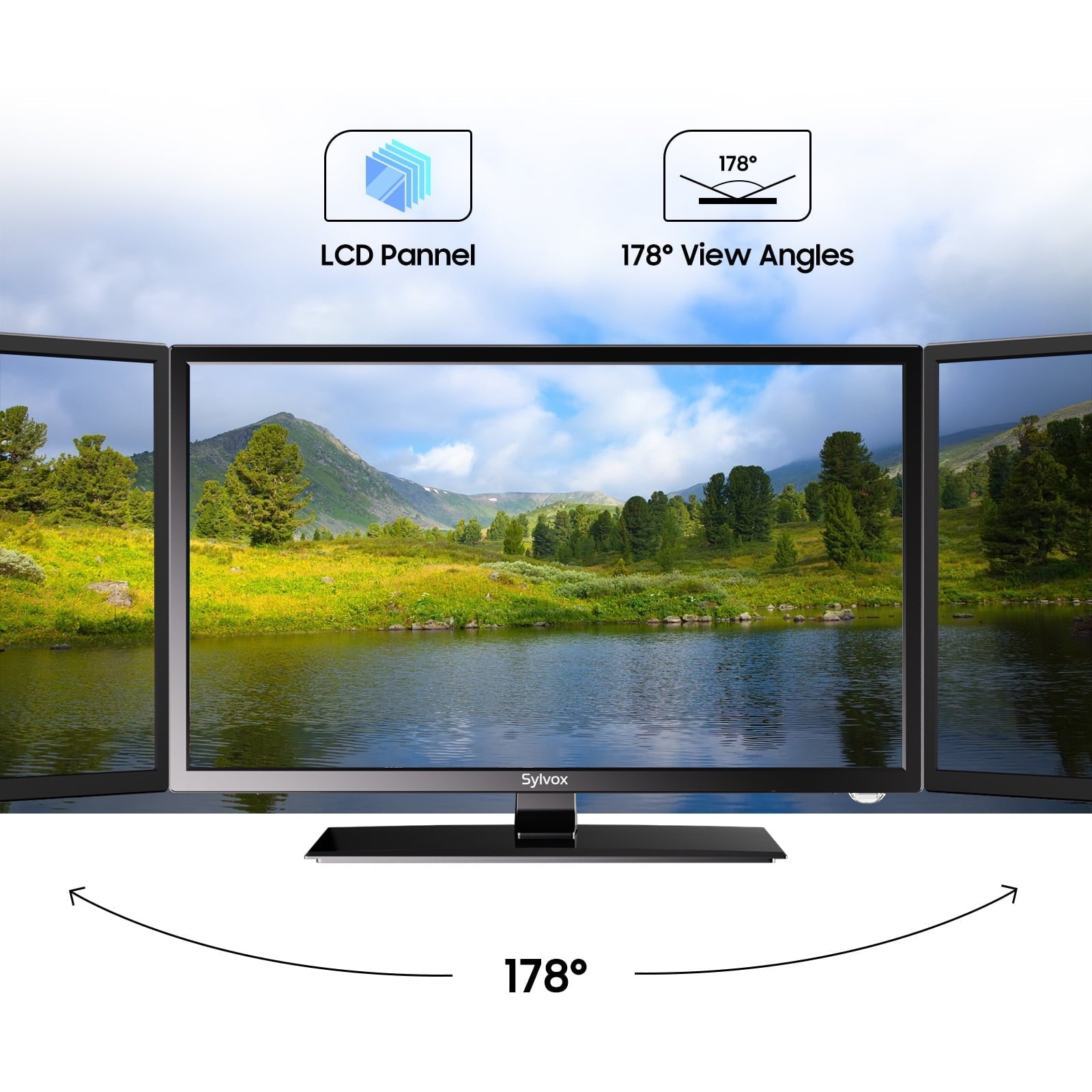 SYLVOX 27 Smart RV TV with Wall Mount, 12 Volt TV with Built-in DVD Player, 1080P Google OS ATSC NTSC WiFi Bluetooth HDMI USB, AC/DC Powered, for RV Camper Van (Trailer Series)