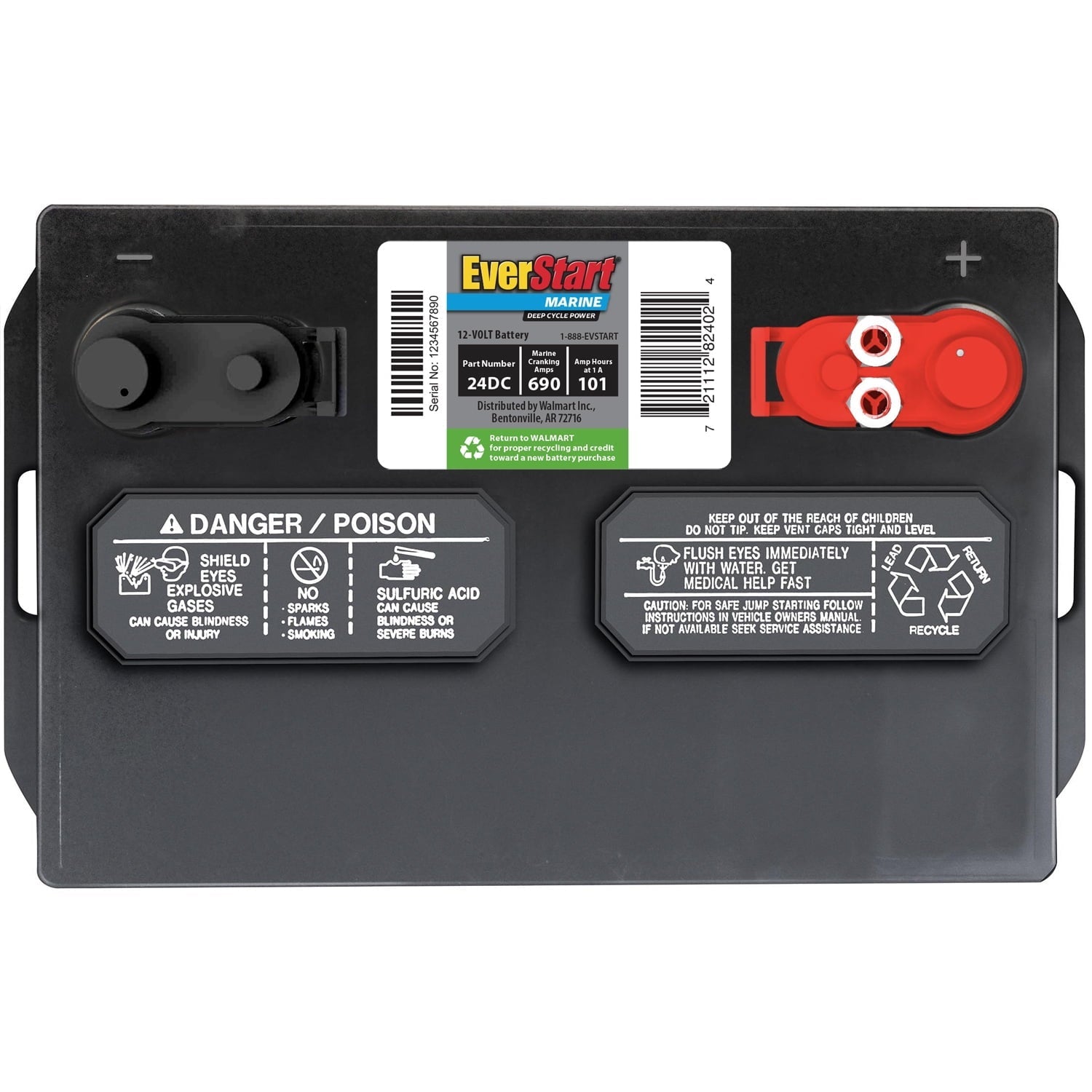 (2 pack) EverStart Lead Acid Marine & RV Deep Cycle Battery, Group Size 24DC 12 Volt, 690 MCA*