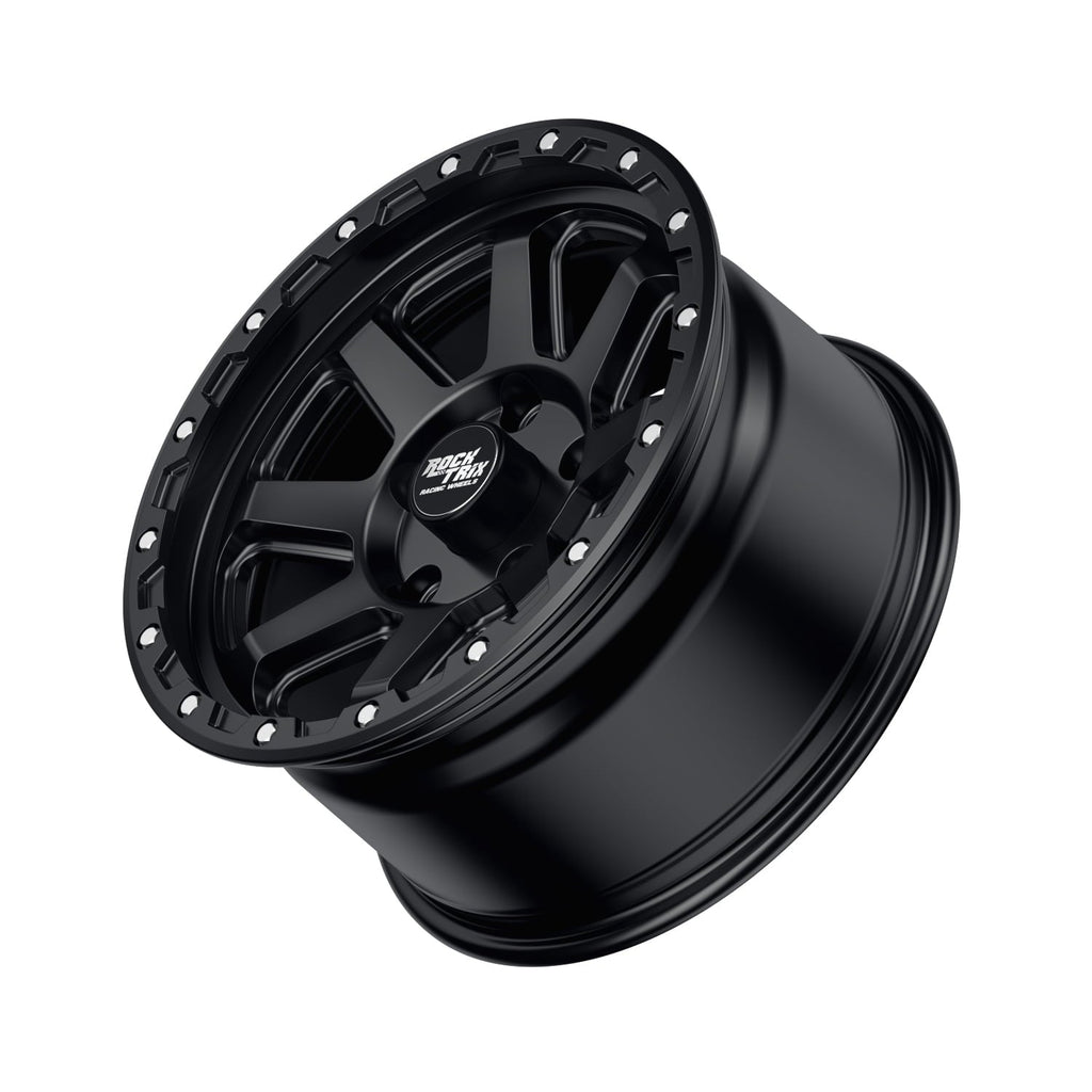 RockTrix RT116 17 inch Wheel Compatible with Jeep Wrangler JK JL 17x9 5x5 Wheels (-12mm Offset, 4.5in Backspace) 5x5 PCD, 71.5mm Bore, Gunmetal Gray Wheels, Also fits Gladiator JT Rims