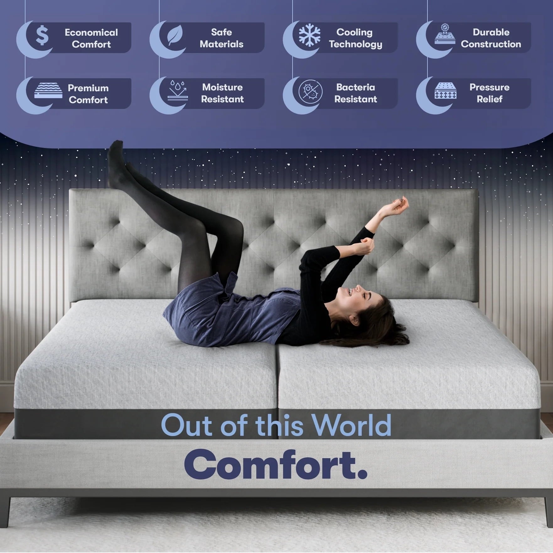 Celestial Sleep Gel Memory Foam Mattress in a Box, Made in The USA, CertiPUR-US, Oeko-Tex, and Fiberglass-Free Certified Bed, 12 inch Medium Soft - Split King