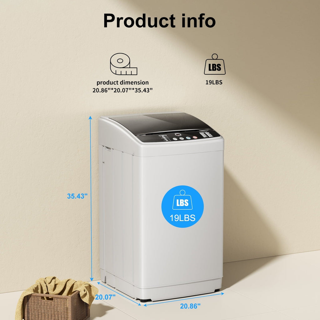 TABU Washer and Dryer Set, 19LBS Fully Automatic Washing Machine & 10LBS Clothes Dryer (White&White)