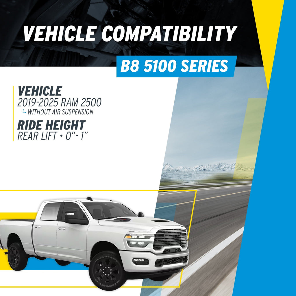 Bilstein Set of Front and Rear B8 5100 Series Shocks Compatible with 2019-2025 RAM 2500 w/o Air Suspension with 2-2.5 Front & 0-1 Rear Lift