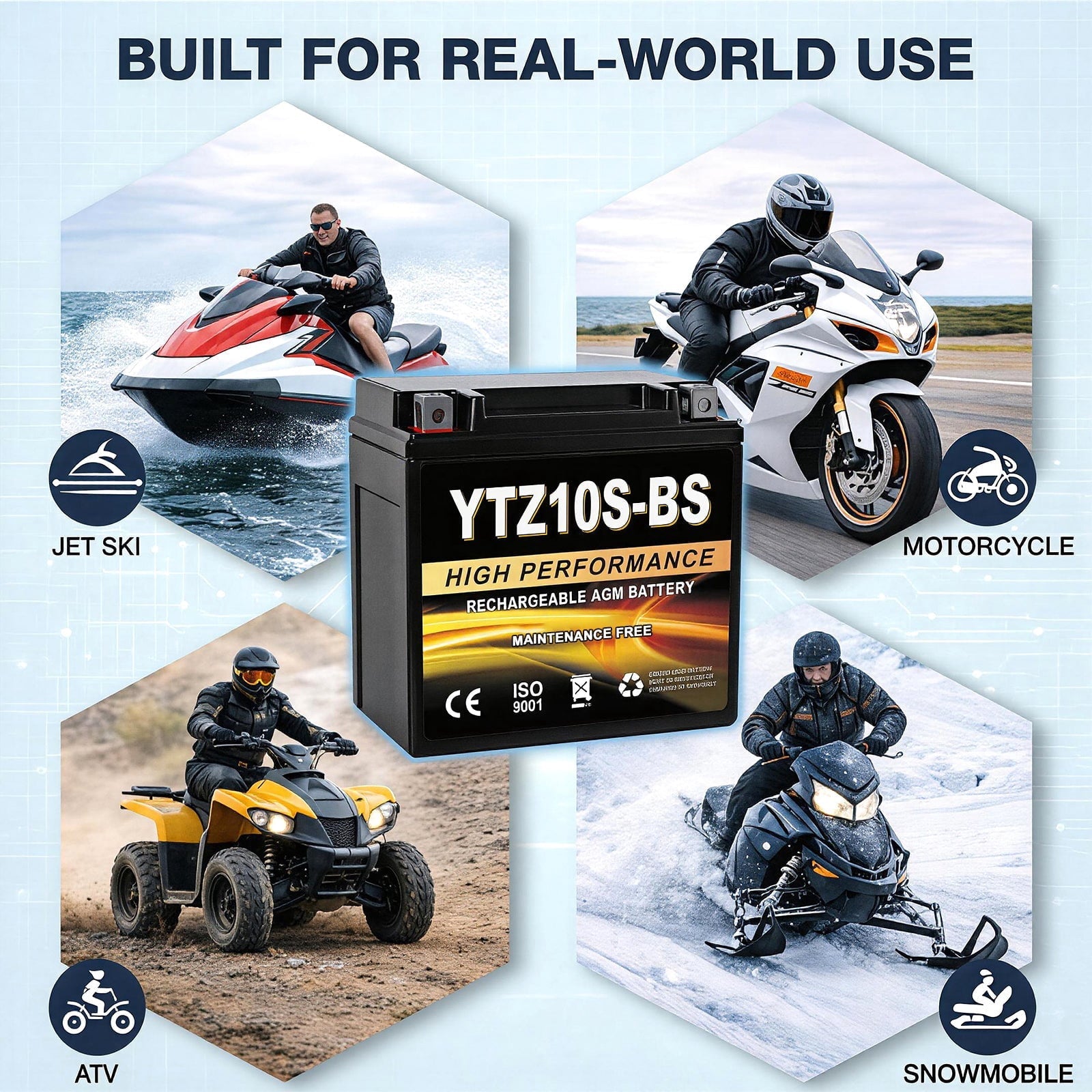 Anlibatt YTX20HL-BS Motorcycle Battery 12V 18Ah 300CCA Rechargeable Sealed Batteries Powersport Replacement for ATV, Scooter, Jet ski, Dirt Bike
