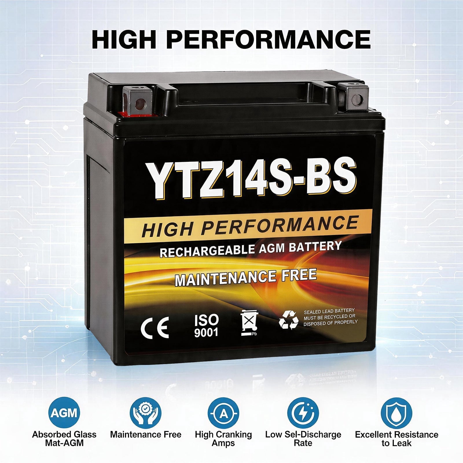 Anlibatt YTX20HL-BS Motorcycle Battery 12V 18Ah 300CCA Rechargeable Sealed Batteries Powersport Replacement for ATV, Scooter, Jet ski, Dirt Bike