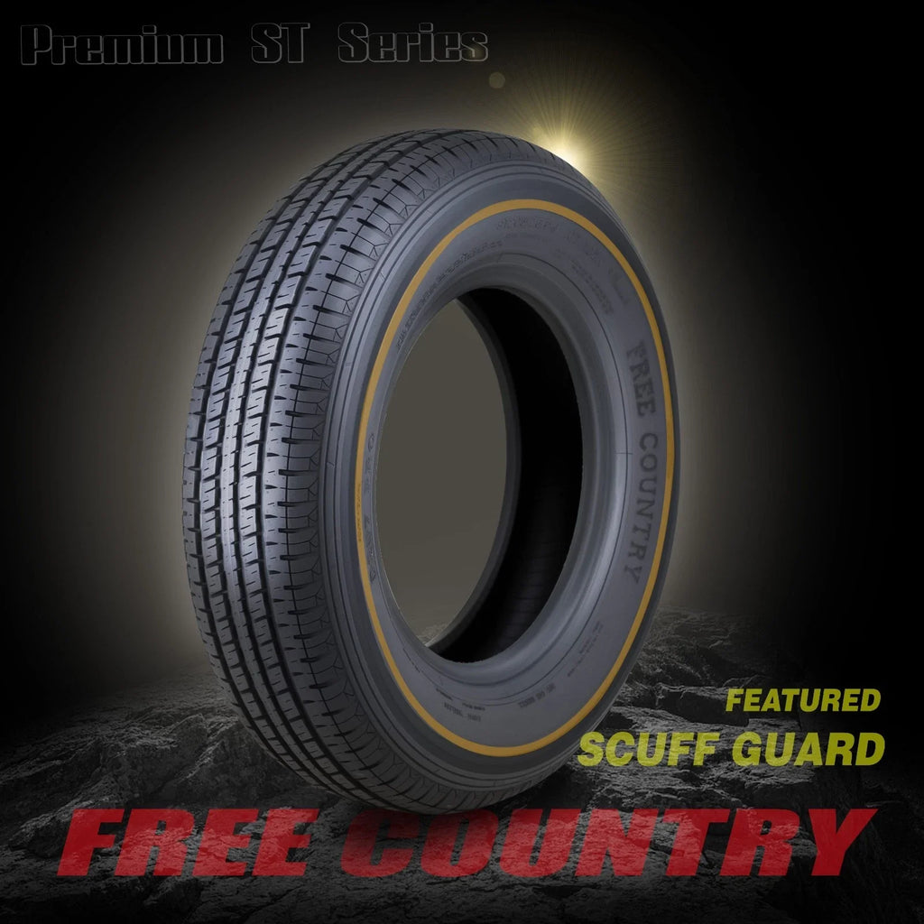 Free Country Heavy Duty ST205/75R15 10PR Load Range E Steel Belted Radial w/Scuff Guard Trailer Tire, Set of 4