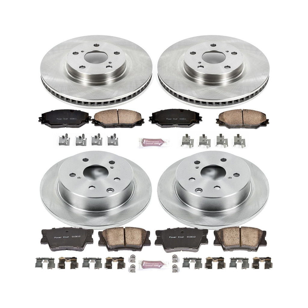 Power Stop Front and Rear Stock Replacement Brake Pad and Rotor Kit KOE4101 Fits 2018 Toyota RAV4