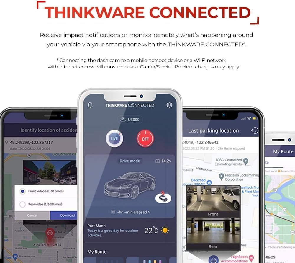 THINKWARE U3000 4K UHD Dual-Channel Dash Cam with Sony STARVIS 2.0, 64GB and OBD