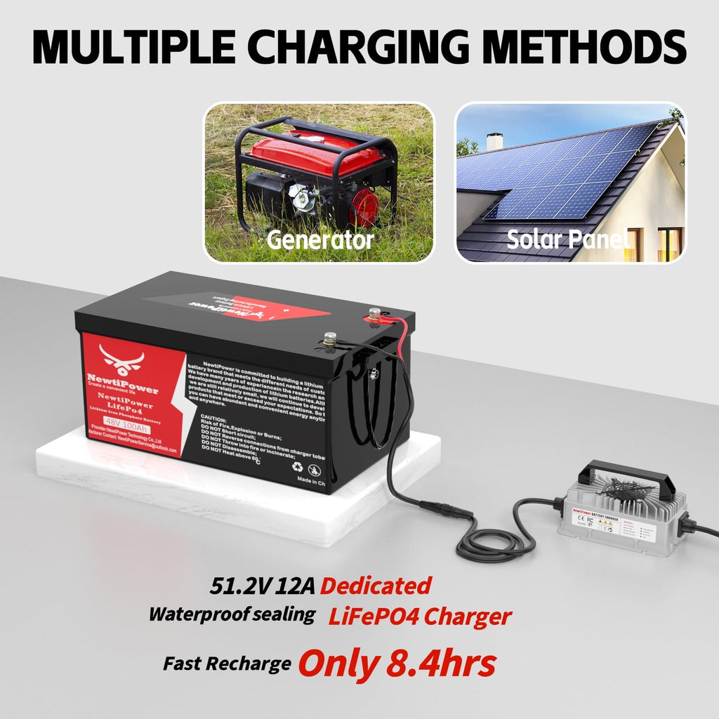 NewtiPower  36V 135Ah LiFepo4 Lithium Battery with 200A BMS&APP,  Top Post for Golf Cart