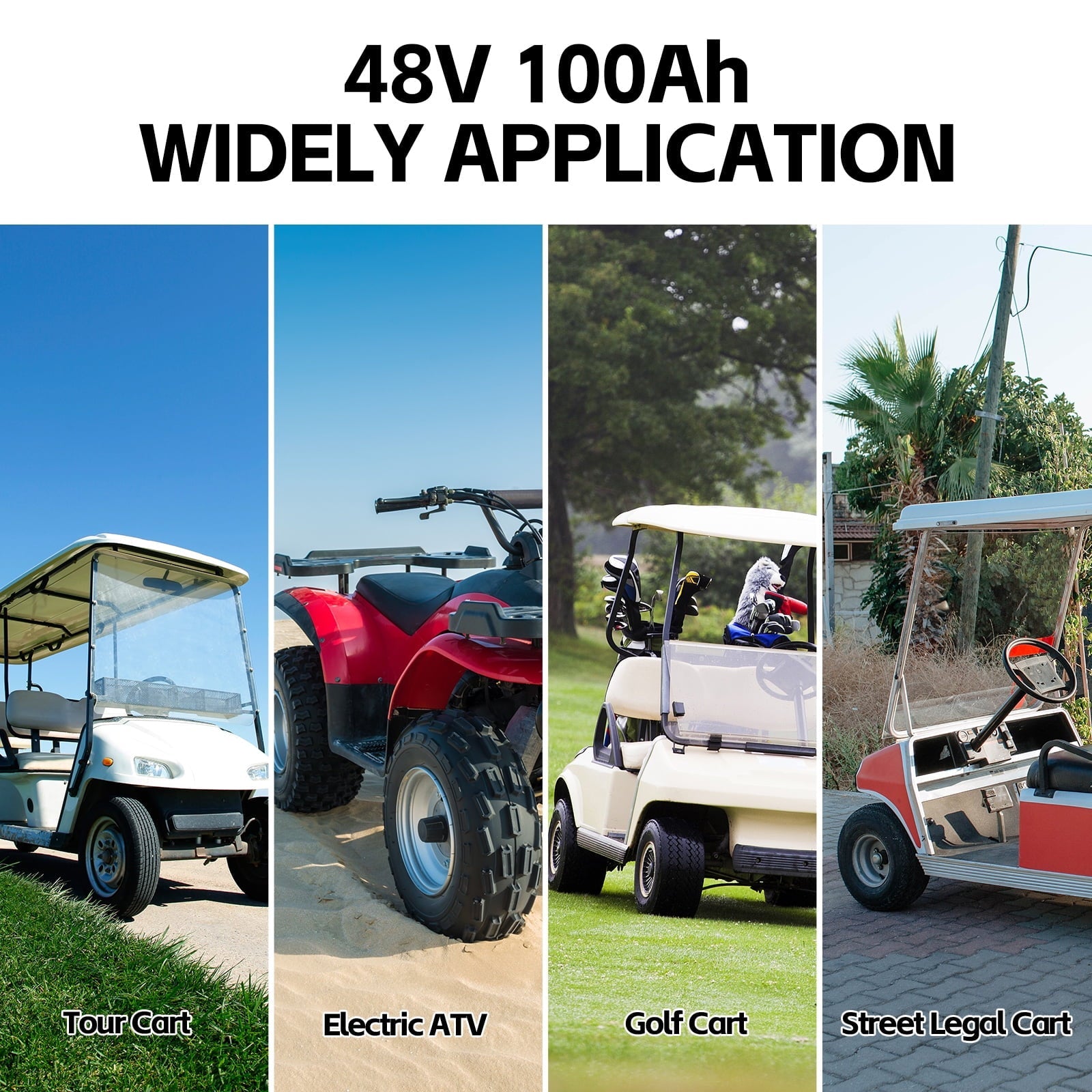 48V 100Ah LiFePO4 Lithium Battery,200A BMS,10000+ Deep Cycle Lithium Iron Phosphate Battery Great for Golf Cart, RV, Marine and Off Grid Applications