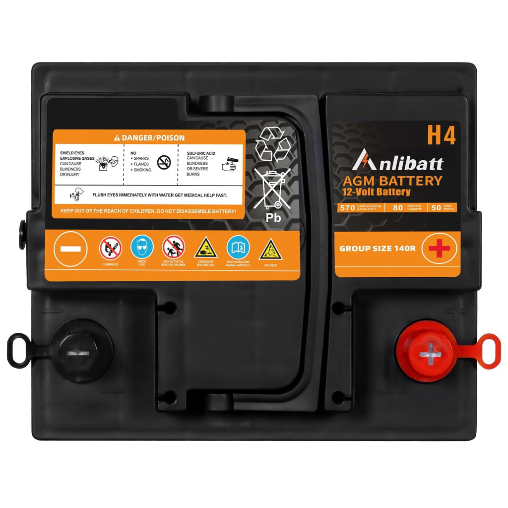 Anlibatt BCI Group 49 Battery, AGM 12 Volt Rechargeable Automotive Batteries for Car, H8 900CCA 95Ah 160RC Maintenance Free