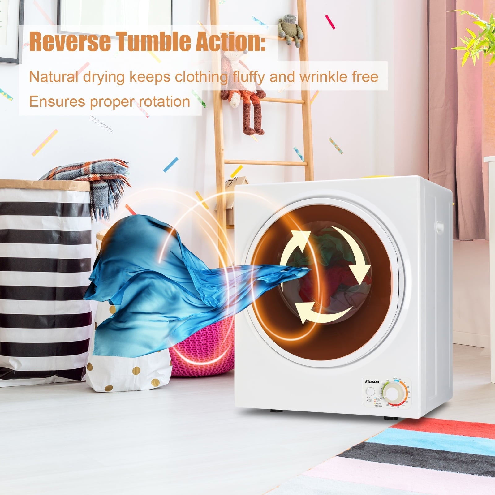 Ktaxon 17.8LBS Full Automatic Washing Machine and 3.5CuFt Portable Clothes Dryer Set, Compact Laundry Washer and Dryer Combo Set with Stainless Steel Inner Tub, for Apartment, Dorms, Home