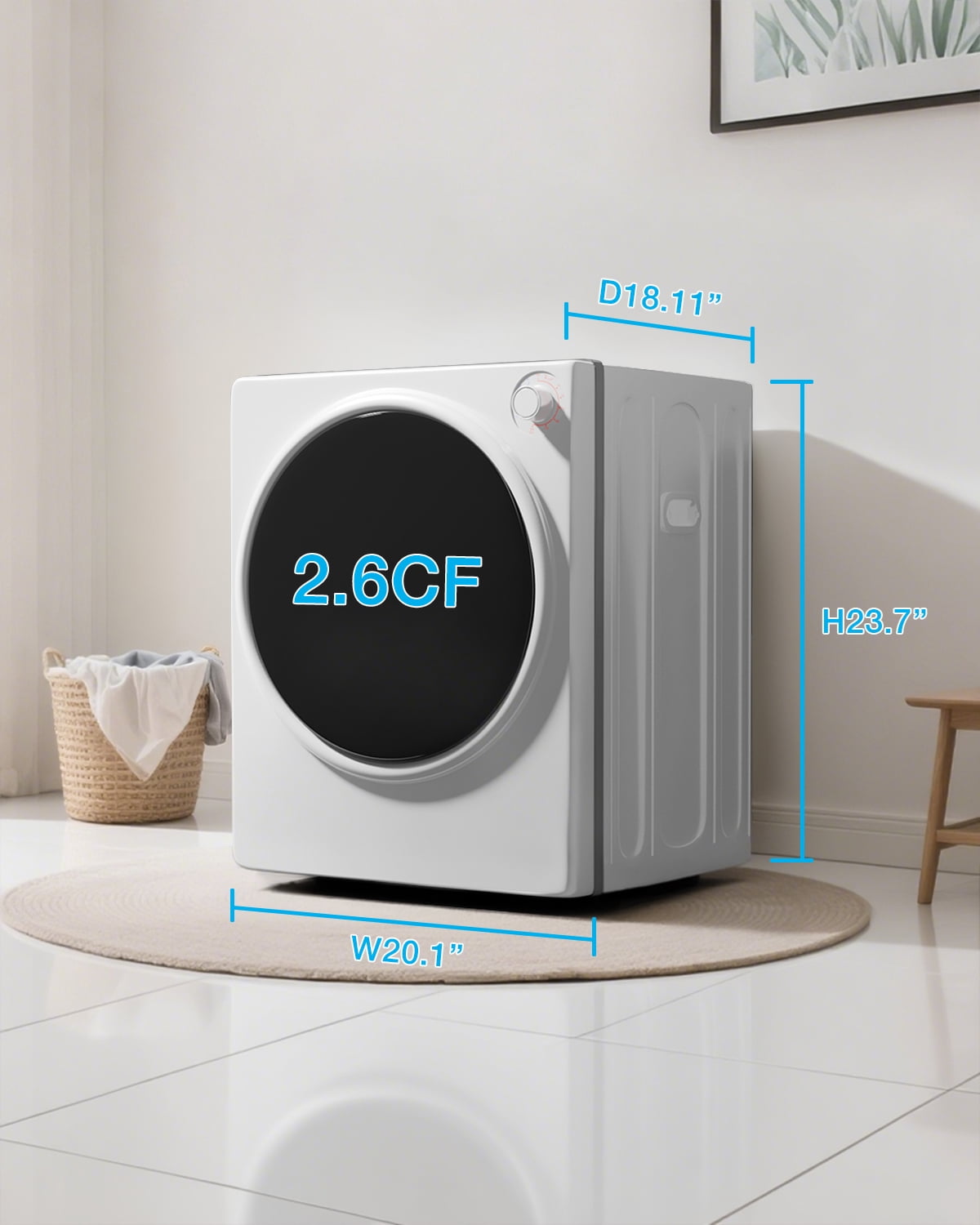 TABU Washer and Dryer Set, 19LBS Fully Automatic Washing Machine & 10LBS Clothes Dryer (White&White)