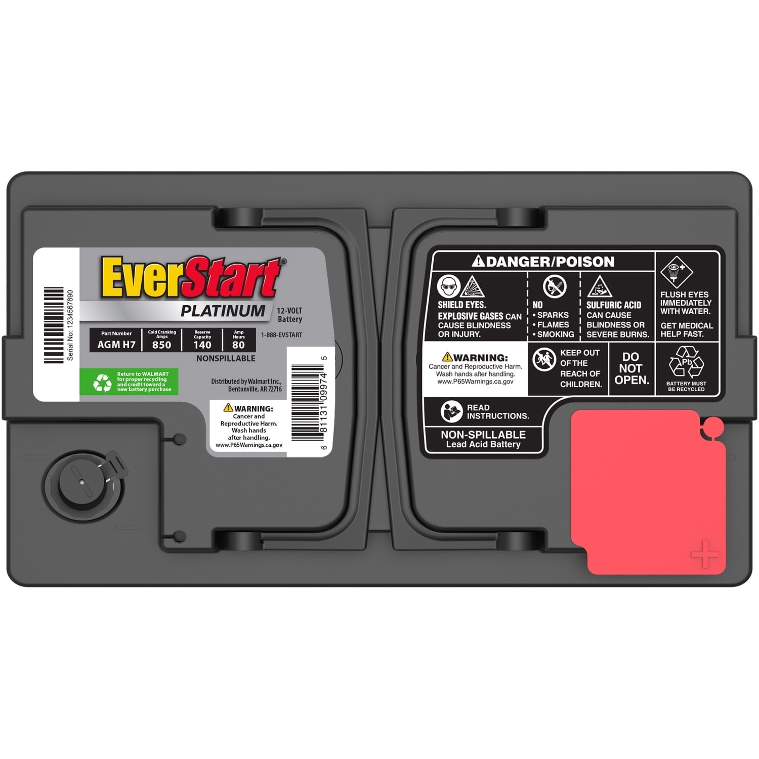 EverStart Platinum AGM Automotive Battery, Group Size H7 / LN4 / 94R, 12 Volt, Minimum 800 CCA