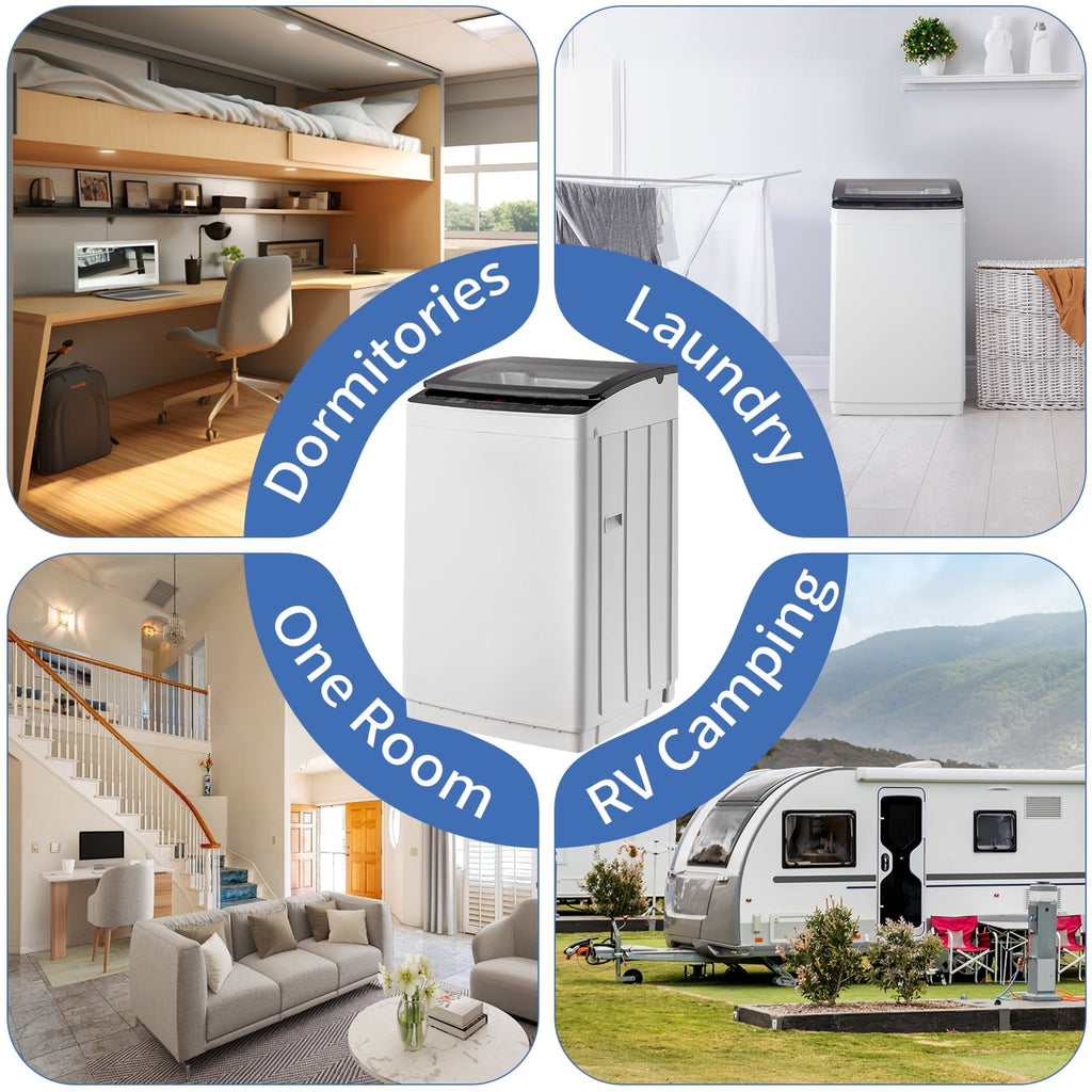 Ktaxon 17.8LBS Full Automatic Washing Machine and 3.5CuFt Portable Clothes Dryer Set, Compact Laundry Washer and Dryer Combo Set with Stainless Steel Inner Tub, for Apartment, Dorms, Home